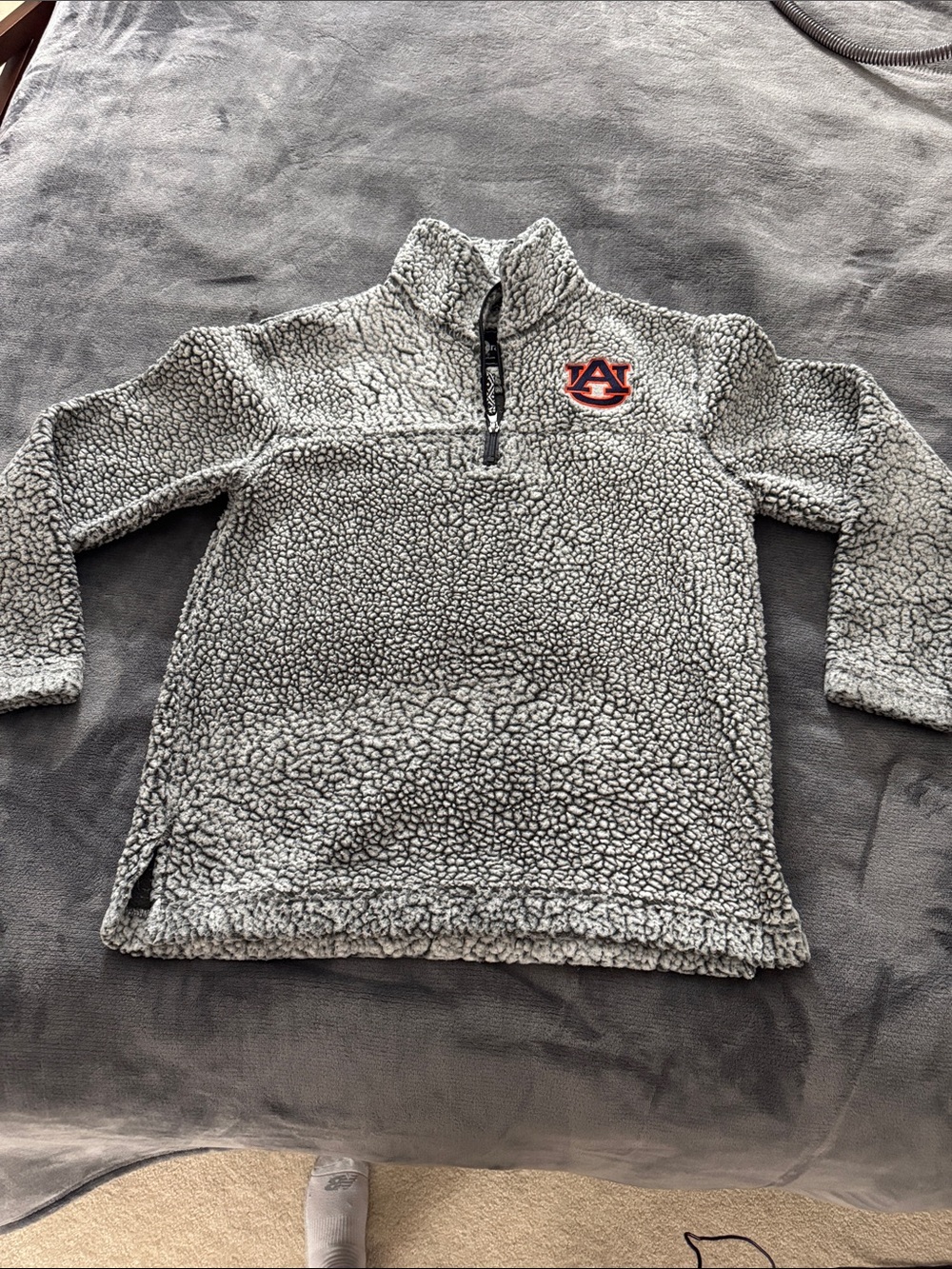 Top of the World Gray Sherpa Quarter-Zip with Auburn Logo